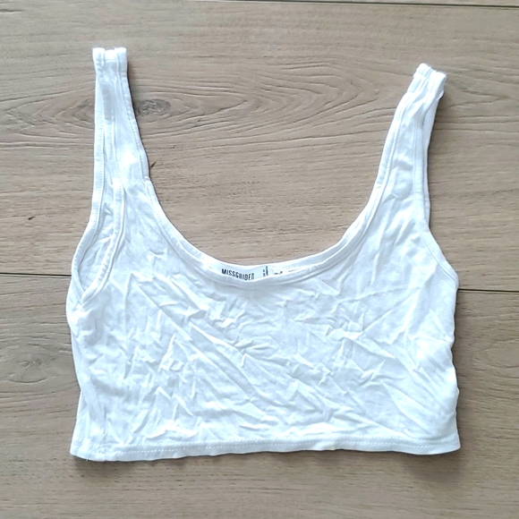 Crop Top Missguided Blanc Tricoté Manches Longues - Taille 10
